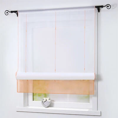 Raffrollo Küche Raffgardine mit Tunnelzug Kurzstore Voile Transparent Modern - Bild 1 von 4