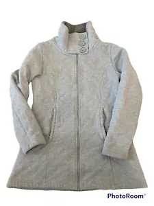 The North Face Jacket Adult Medium Gray Quilted Fleece Coat High 3 Button Neck - Picture 1 of 7