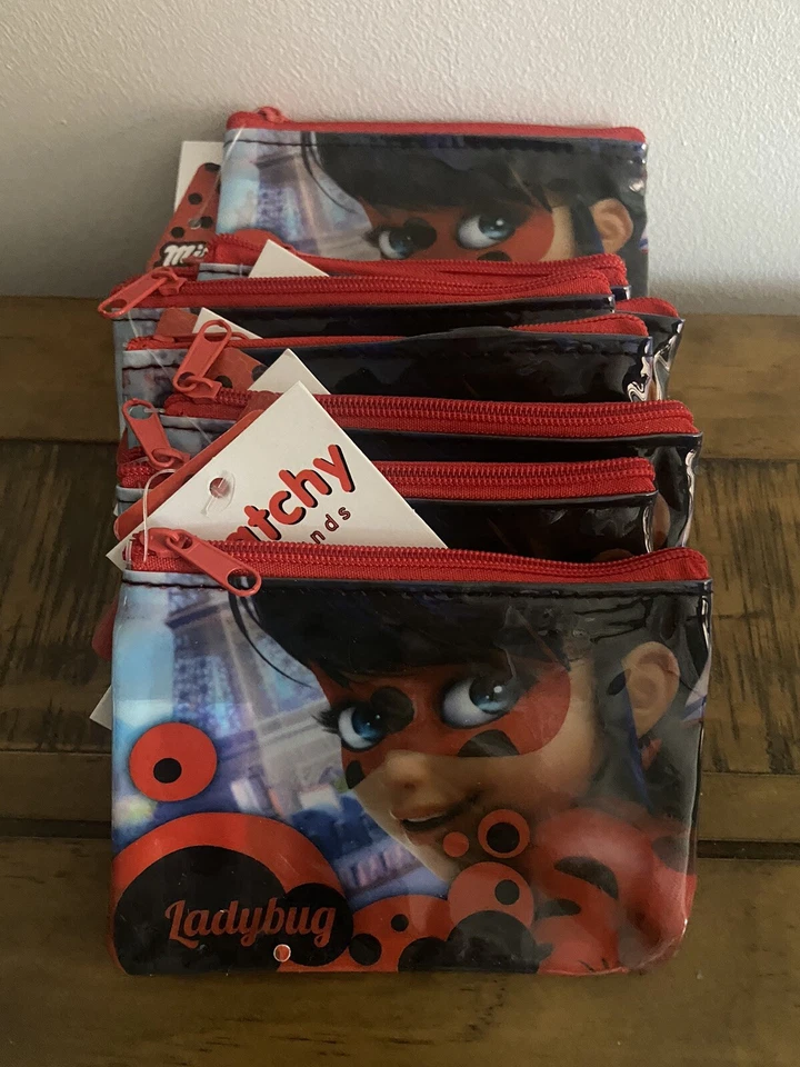 JOB LOT 12 X Miraculous Lady Bug Purse With Keychain Girls