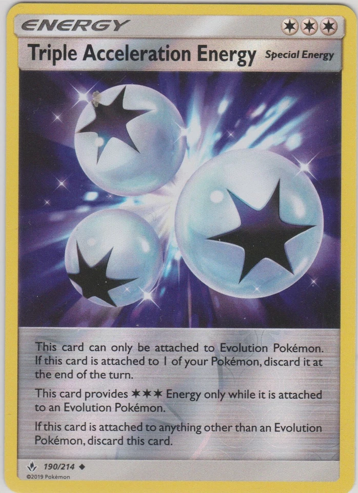 Pokemon TCG SM Unbroken Bonds 190/214 Triple Acceleration Energy Reverse Holo - Image 1 of 1
