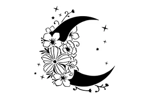 Schablone " Mond mit Blumen... " auf A4 - Bild 1 von 1