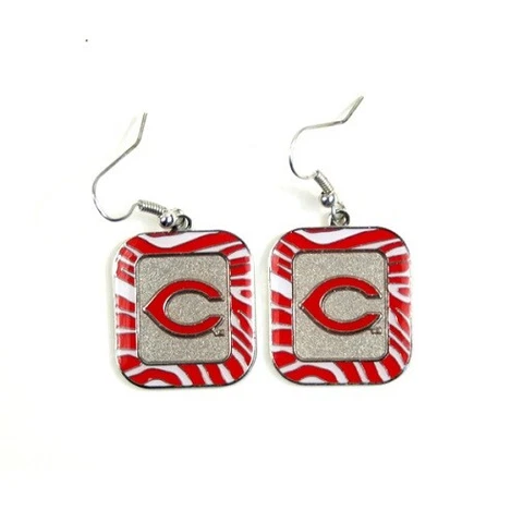 Cincinnati Reds MLB Zebra Style Dangle Earrings Cover