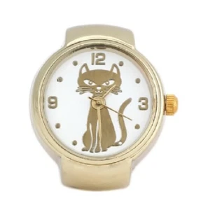 Ringuhr Fingeruhr Katze gold Kitty Cat Watch Blingbling  - Bild 1 von 1