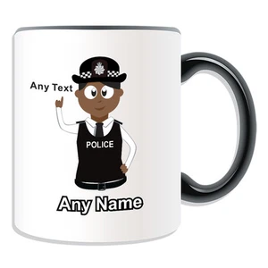 Personalisierte schwarze Polizistin Tasse Spardose Tasse PC SGT INSP CID Mädchen Hut - Bild 1 von 21