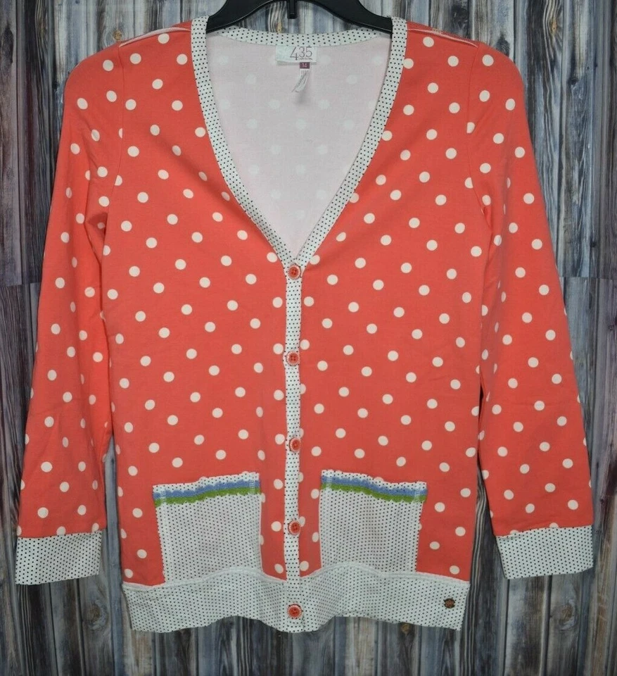 Cardigã Matilda Jane 435 Hang Time coral bolinhas terry francês meninas tamanho 14 em excelente estado usado - Imagem 1 de 4