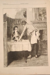 Thanksgiving Lone Gentleman Restaurant Turkey Is Hoff Sir Harper's Weekly 1881 - Imagen 1 de 1