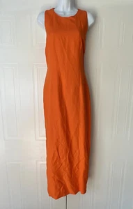 Vintage Althusser orange 100% linen sleeveless maxi dress fully lined - Picture 1 of 11