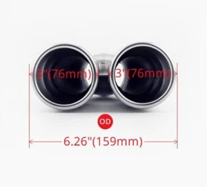 Perf Core Inside/Universal FIT Twin Rolled Outlet Exhaust Tip ID65mm/2.5" 2x76mm - Picture 1 of 4