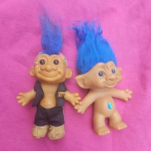 Vintage Ace Novelty Treasure Troll Doll Purple Hair Purple Gem Jewel Belly - Picture 1 of 3