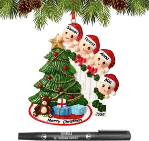 Personalized Christmas Ornaments 2025 Family of 2/3/4/5/6 4, Tree  - Picture 1 of 7