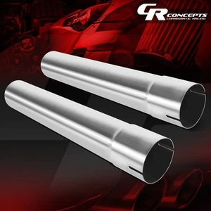 2Pc Polished Stainless Steel 18"2-1/2"Piping Custom Exhaust Tubing Straight Pipe - Picture 1 of 6