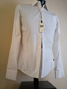 Michael Kors Button Down Dress Shirt White w/ Gold Graphics NWT Medium $98 - Picture 1 of 7