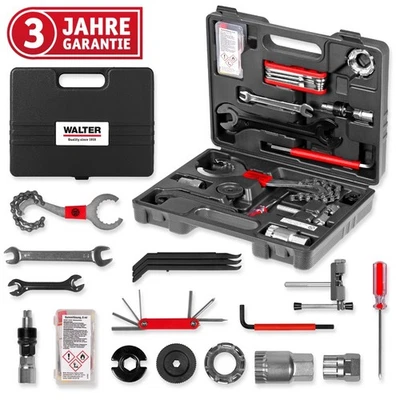 WALTER Fahrrad Werkzeugkoffer 18tlg, Reparatur-Set Fahrradwerkzeug, Kette Reifen - Bild 1 von 4