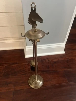 Portaherramientas Chimenea Ecuestre Caballo Caballo Vintage Latón y Metal Foto 1 de 4