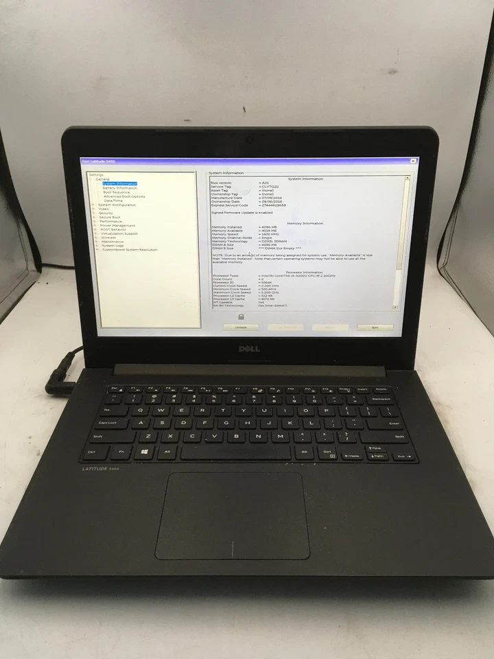 DELL LATITUDE 3450 - BOOTS TO BIOS/LOCK - INTEL I5 5200U - NO RAM -READ DESC- BB - Image 1 of 4