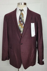 Calvin Klein Unstructured Burgundy Herringbone Slim Sport Coat Jacket NWT 48L - Picture 1 of 13