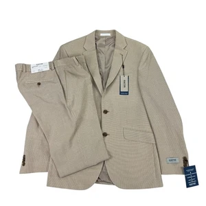 Kenneth Cole Mens 2-Piece Ready Flex Slim Fit Suit Khaki White 38R 31W - Picture 1 of 9