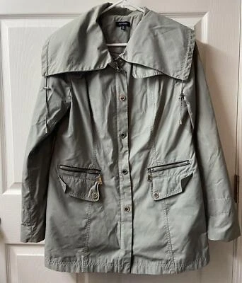 Saks Fifth AVenue Impermeable Mujer Talla 12 Gris Falta Cinturón Dañado Foto 1 de 4