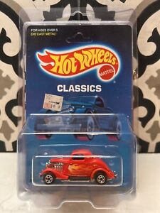 Hot Wheels Red Flamed 3 Window 34 Ford Classics Blister In Protector