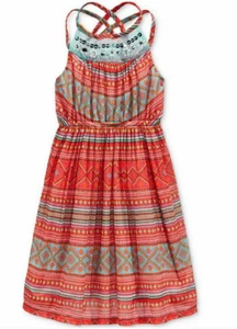Bonnie Jean Aztec Print Jeweled Accent Cross Back Dress, Size 4 - Picture 1 of 2