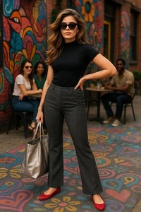 7th Avenue Suiting Collection 8P Dark Gray Tweed Pants Tailored Straight Leg - Picture 1 of 12