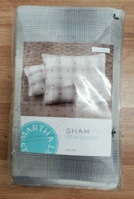Almohada estándar acolchada reversible colección Martha Stewart niebla a cuadros falsos nueva con etiquetas Foto 1 de 4
