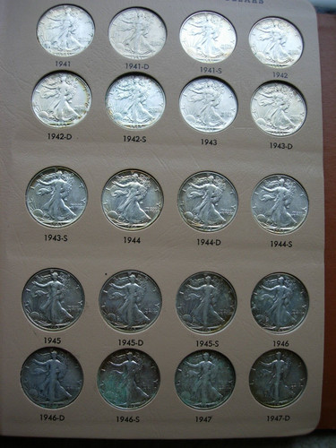 Complete Short Set 20 Ef/Au/Bu 1941-47 Walking Liberty Silver Half Dollars-L1228