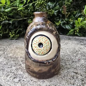 Folk Art Pottery Copper Glazed Eye Jug by Heather Elyse Head | 5.75" x 4" - Picture 1 of 7