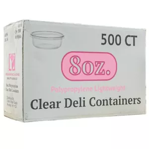 Wholesale 500 CT 8oz Durable Deli Food/Soup lightweight Plastic Containers w/Lid - Picture 1 of 12