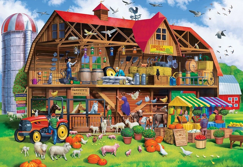 Jigsaw Puzzle Inside Out  Family Barn Farm Country Living 1000 EZ Grip piece NEW - Image 1 of 1