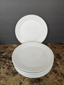 Set Of 7 Crate And Barrel Steps Salad Plates 8.75" Embossed Rings - Picture 1 of 10