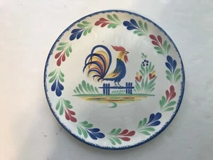 Large French hand painted Rooster Quimper design plate by Pornic Brittany - Picture 1 of 4