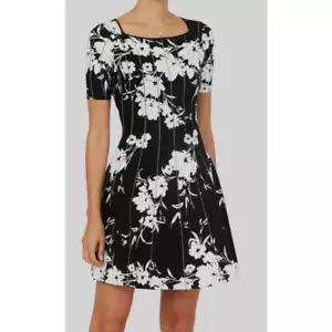 Milly NY A Line schwarz-weißes Kleid mit Blumenmuster Damengröße Large - Bild 1 von 5
