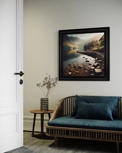 Gedrucktes gerahmtes Samtkunstwerk Scottish River - Bild 1 von 5