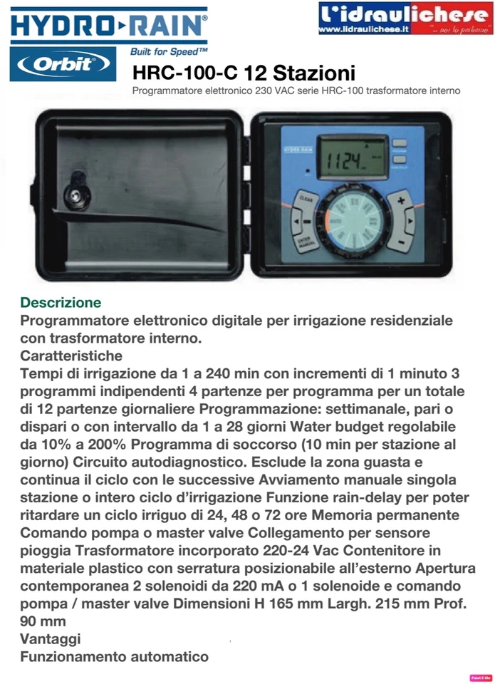 PROGRAMMATORE ORBIT HRC-100-C 12 STAZIONI - Immagine 1 di 1