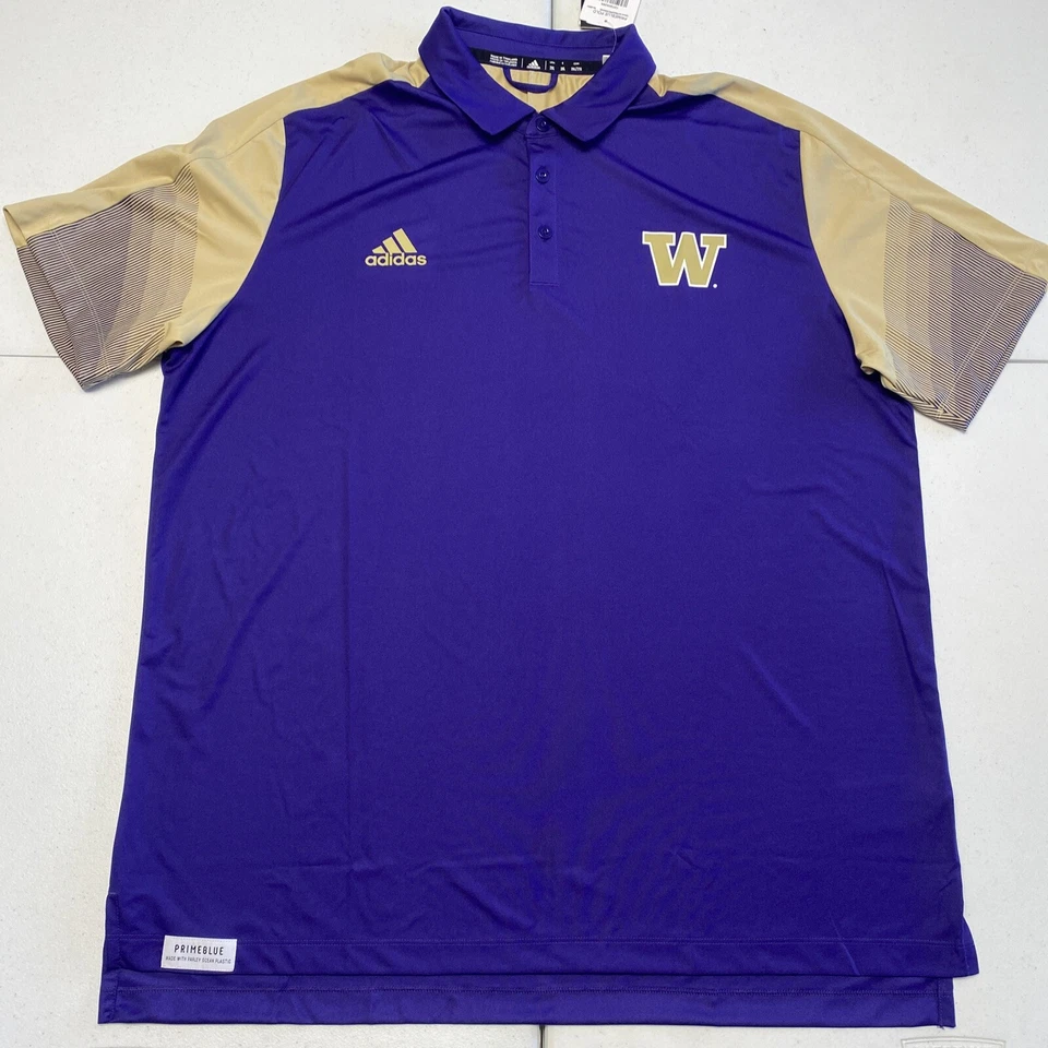 - Washington Huskies Adidas Size XL Primeblue Coaches Sideline Polo Shirt