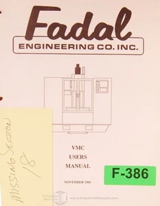 Fadal VMC 15, 15XT, 2016L, 3016L, 2215, Plus Manual de programación del operador 1998 - Imagen 1 de 7