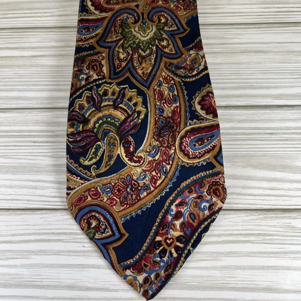 Corbata de Seda KENNETH ROBERTS Hecha en Italia Paisley Multicolor Profesional Foto 1 de 4