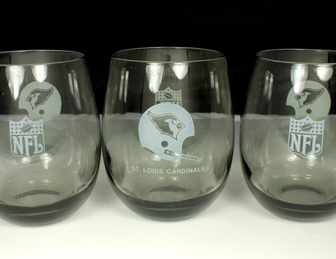 3 ST LOUIS CARDINALS NFL Glasses 1971-73 Football 12oz Roly Poly Bar Whiskey Cover