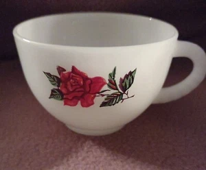 Federal Glas Rosecrest Mittagessen Snack Teeservice Rote Rose Ersatztasse Vintage - Bild 1 von 6