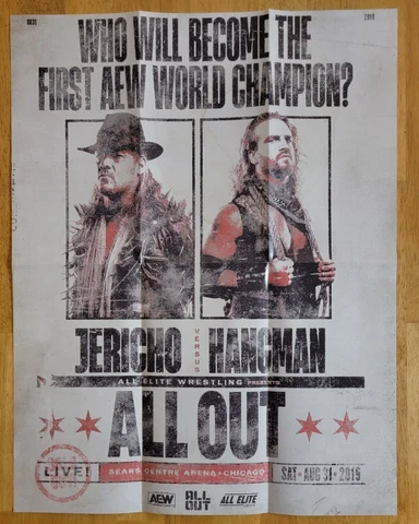 AEW All Elite Crate Exclusive ALL OUT Poster  Chris Jericho VS Hangman Adam Page Cover