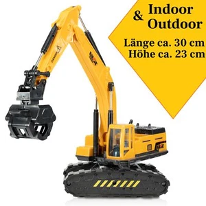 Spielzeug Bagger Raupenbagger Kettenbagger Baustellenfahrzeug Metall Holzgreifer - Bild 1 von 10