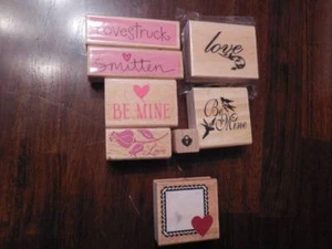 Wood Block Rubber Stamps for Valentine Day ~ Lot of 8 - Picture 1 of 4
