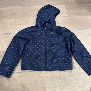 GAP GIRLS KIDS BLUE POLKA DOT HOODED WINDBREAKER JACKET SMALL 5/6 - Picture 1 of 6