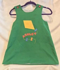 Vintage Girls 6x Dress Jumper, Personalized ASHLEY, Green Kite - Picture 1 of 6