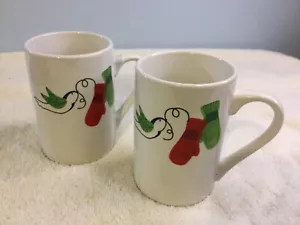 Lot Of 2 Starbucks 2011 Holiday Dove Red & Green Mittens 11oz Coffee Cups MUGS - Picture 1 of 5