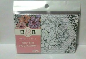 Bright & Bold Adult Coloring Color Your Own Postcard B&B Flowers Floral 4 Design - Picture 1 of 11