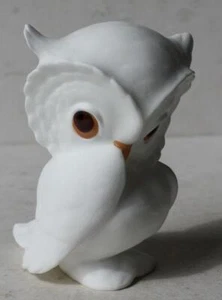 Figura Búho Todo Blanco Ojos Amarillos George Bueno Hermosa Hueso Fino China Búho Figura - Imagen 1 de 1