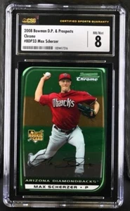 2008 Bowman Chrome Draft Picks & Prospect BDP33 Max Scherzer RC CSG 8 NM/Mint - Picture 1 of 4