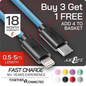 JuicEBitz® Long USB C Type C Fast Charger Cable for iPhone 14 13 12 11 XR XS 8 - Picture 1 of 101